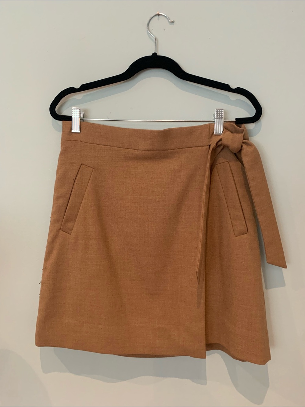 J. Crew Camel Wrap Mini Skirt with Side Tie